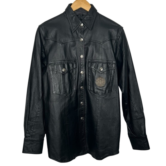 Harley Davidson Vintage Classic Leather Motorcycle Snap Jacket Women’s Medium - Picture 3 of 16
